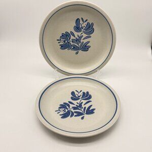 Pfaltzgraff Yorktowne Blue Floral Stoneware Salad Plates Set Of 2 8 Inches Vinta